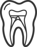 A tooth with a broken tooth in the middle vector