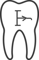 A tooth with an arrow pointing to the left vector