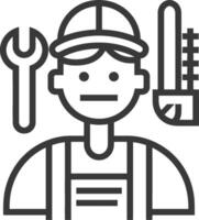 A man with tools and a hammer icon vector