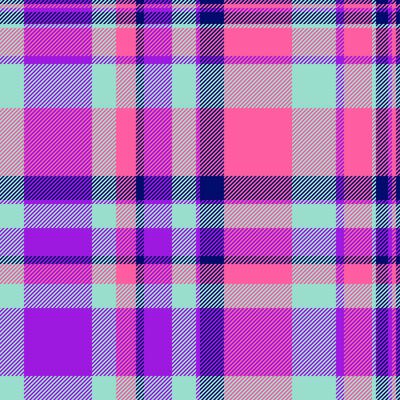 Canvas seamless textile, doodle plaid texture check. Goose foot pattern fabric tartan background in teal and pink colors.