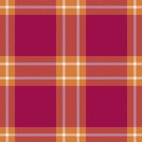 Messy check pattern textile, diverse texture fabric. New year plaid tartan seamless background in pink and orange colors. vector