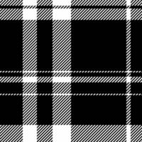 Fold background textile tartan, 1970s seamless pattern. Part fabric plaid texture check in black and white colors. vector