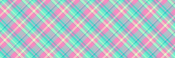 List background plaid, minimal pattern textile tartan. Nostalgia seamless fabric check texture in pastel and teal colors. vector