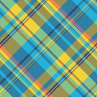 Warmth seamless texture textile, warp pattern fabric. Effect check background tartan plaid in cyan and blue colors. vector