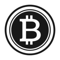 bitcoin icon, black and white, isolated on white background vector