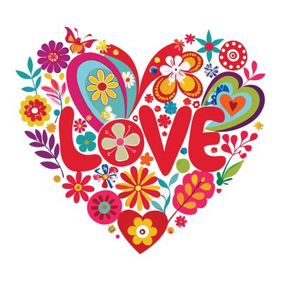 flowers and love in a heart shape