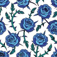 blue roses seamless pattern vector