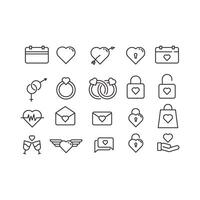 Best Outline Valentine Icon Set Design vector