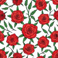 a seamless pattern with red roses on a white background vector