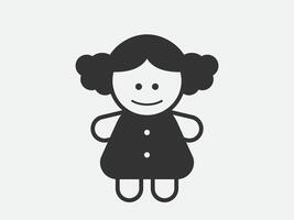 Doll toy icon on white background. Line style illustration. vector