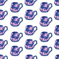 Seamless pattern with abstract mug in flat style. Background texture for wallpaper, wrapping paper, textile design. vector