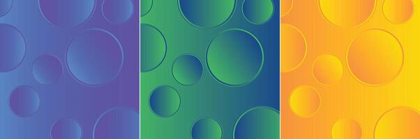 Set of abstract blue green Yellow gradient fluid wave background with geometric shape. Modern futuristic background. vector