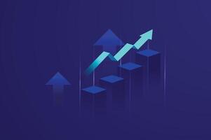 Blue technology up arrow symbol on direction icon background with growth business development concept or success sign increase economy finance price and marketing money progress navigation forward. vector
