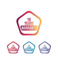 10 years warranty hexagon icon badge design. blue red yellow gradient color illustration eps 10 vector