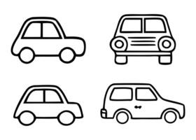 Car front and side view line icon on white background. vector