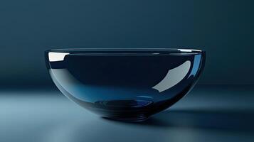 Elegant dark blue geometric glass bowl rendering in high definition photo