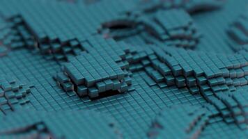 Abstract Digital Art with Teal 3D Grid and Cubic Pattern video