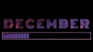 Neon December Text with Loading Bar on Black Background video