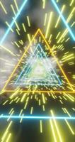Glowing Neon Triangles in Space with Starry Background video