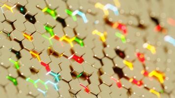 Abstract Hexagonal Pattern with Vibrant Colors on a Beige Background video