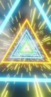 Glowing Neon Triangles in Space with Starry Background video