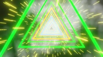 Glowing Neon Triangles in Space with Starry Background video
