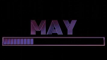 Neon May Text with Loading Bar on Black Background video
