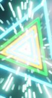 Glowing Neon Triangles in Space with Starry Background video