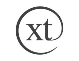 XT logo from two letter with circle shape email sign style. X and T round logotype of business company vector