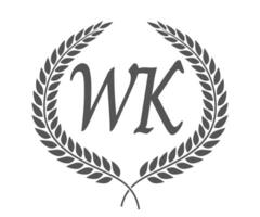 Initial letter W and K, WK monogram logo design with laurel wreath. Luxury calligraphy font. vector