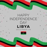 Libya independence day background with ribbon and flag vector