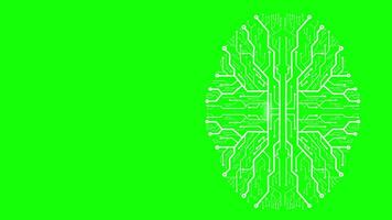 Brain animated like a circuit board. Green screen. video