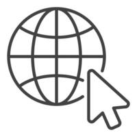 Earth Globe with Mouse Cursor icon or sign in thin line style vector