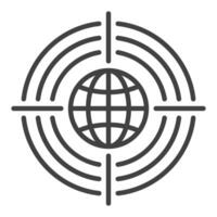 Earth Globe inside Target World outline icon or symbol vector