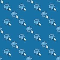 Earth Globe with Mouse Cursor blue seamless pattern vector