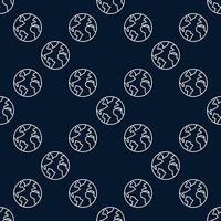 Earth Hemisphere minimal thin line seamless pattern vector