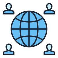 Earth Globe with People blue icon or design element vector