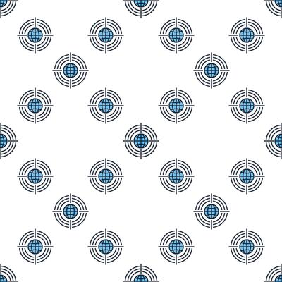 Target with Earth Globe World blue seamless pattern