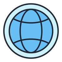 Earth Globe Hemisphere Round blue icon or design element vector