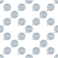 Speech Bubble with Earth Globe World outline seamless pattern vector