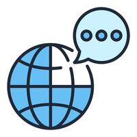 Speech Bubble and Earth Globe blue icon or design element vector