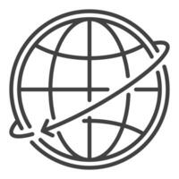 Earth Globe and Arrow Around icon or symbol in outline style vector