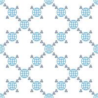 People around Earth Globe Hemisphere thin line seamless pattern vector