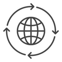 Arrows around World Earth Globe linear icon or symbol vector