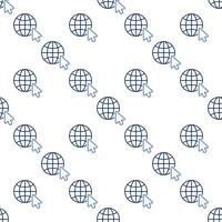 Earth Globe with Mouse Cursor seamless pattern in thin line style vector