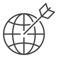 Earth Globe with Arrow linear icon or symbol vector