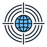 Target with Earth Globe World blue icon or design element vector