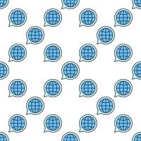 Speech Bubble with Earth Globe World blue seamless pattern vector