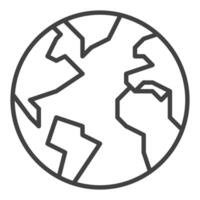 Earth Hemisphere minimal thin line icon or symbol vector