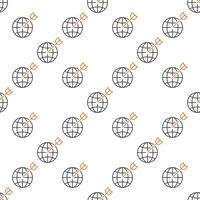 Earth Globe with Arrow linear seamless pattern vector
